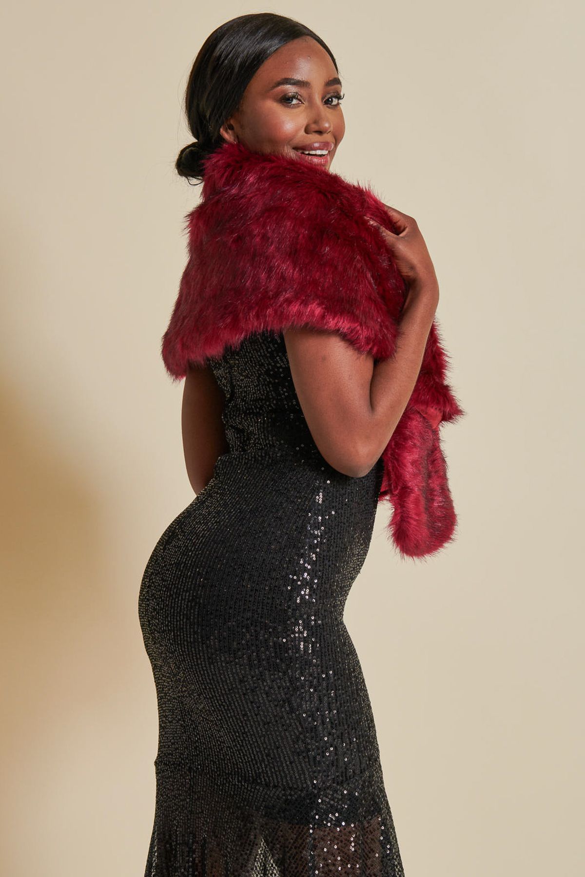 Jolie Moi Faux Fur Wrap Cover Up