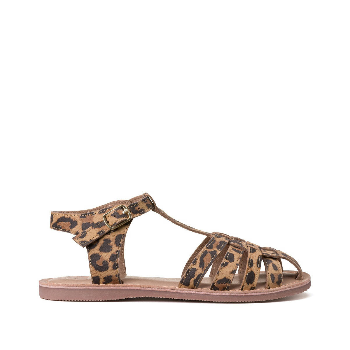 Sandales cuir, imprimé léopard