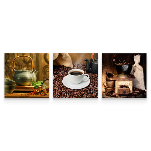 Obrazy SET Do Kuchni Świeża Kawa W Stylu Vintage 120x40cm