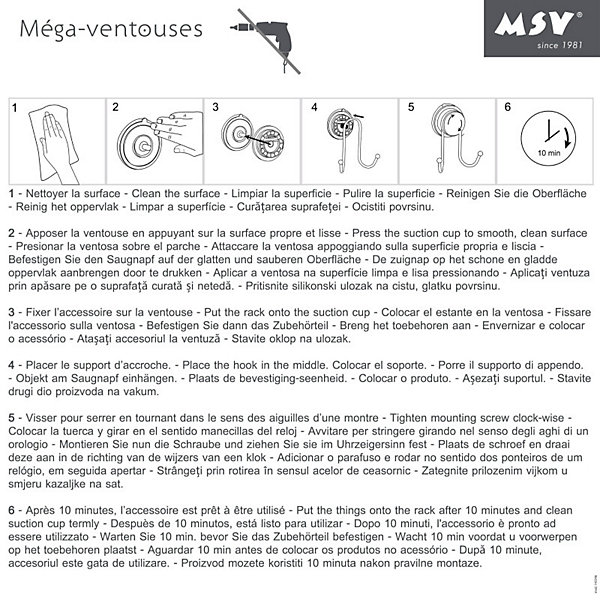 Etagère de douche àventouses Alu MSV