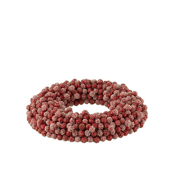 Couronne de baies en résine rouge 35x6x35 cm