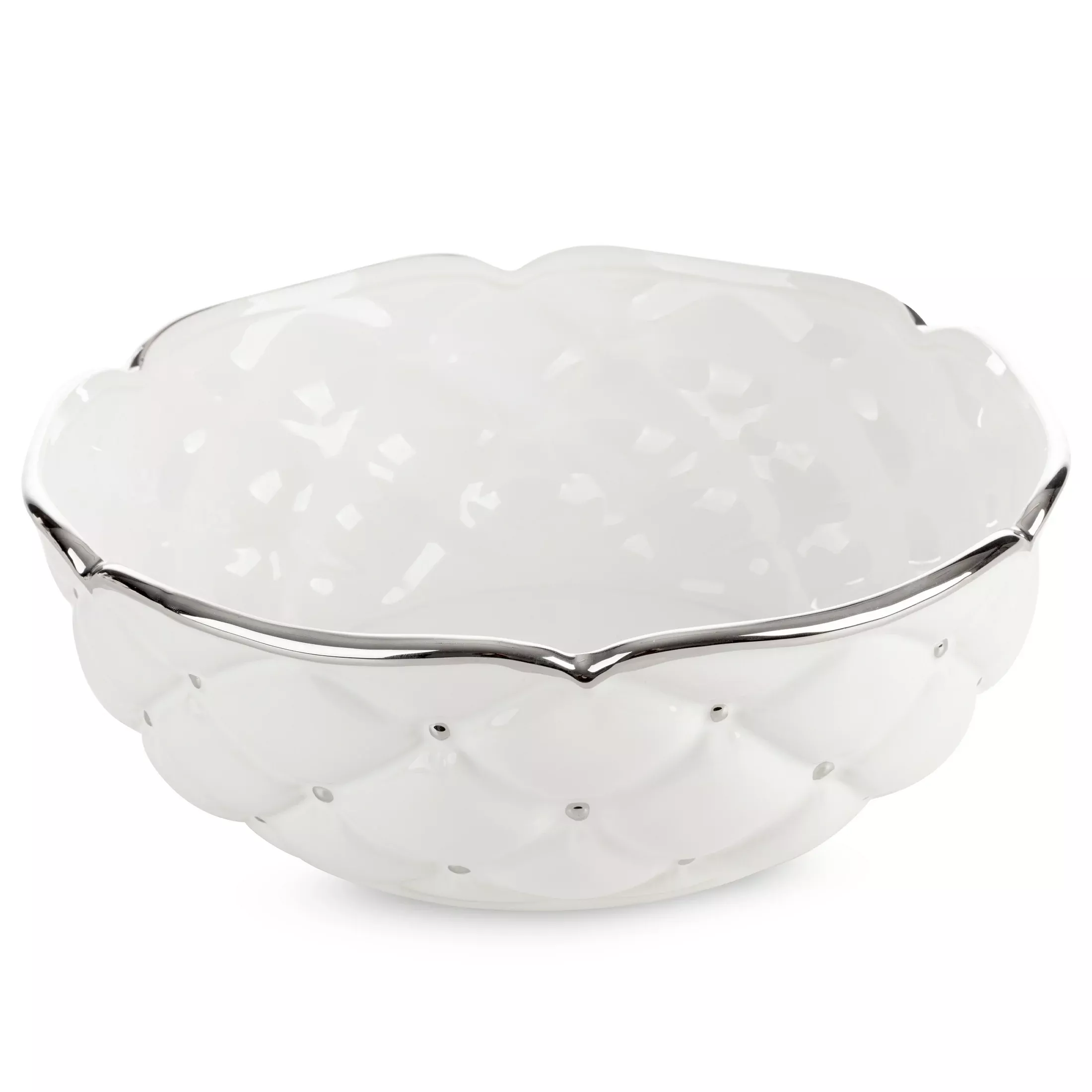 Misa ceramiczna dekoracyjna biało-srebrnazdobiona pikowaniem średnica 30x11 cm ADORE
