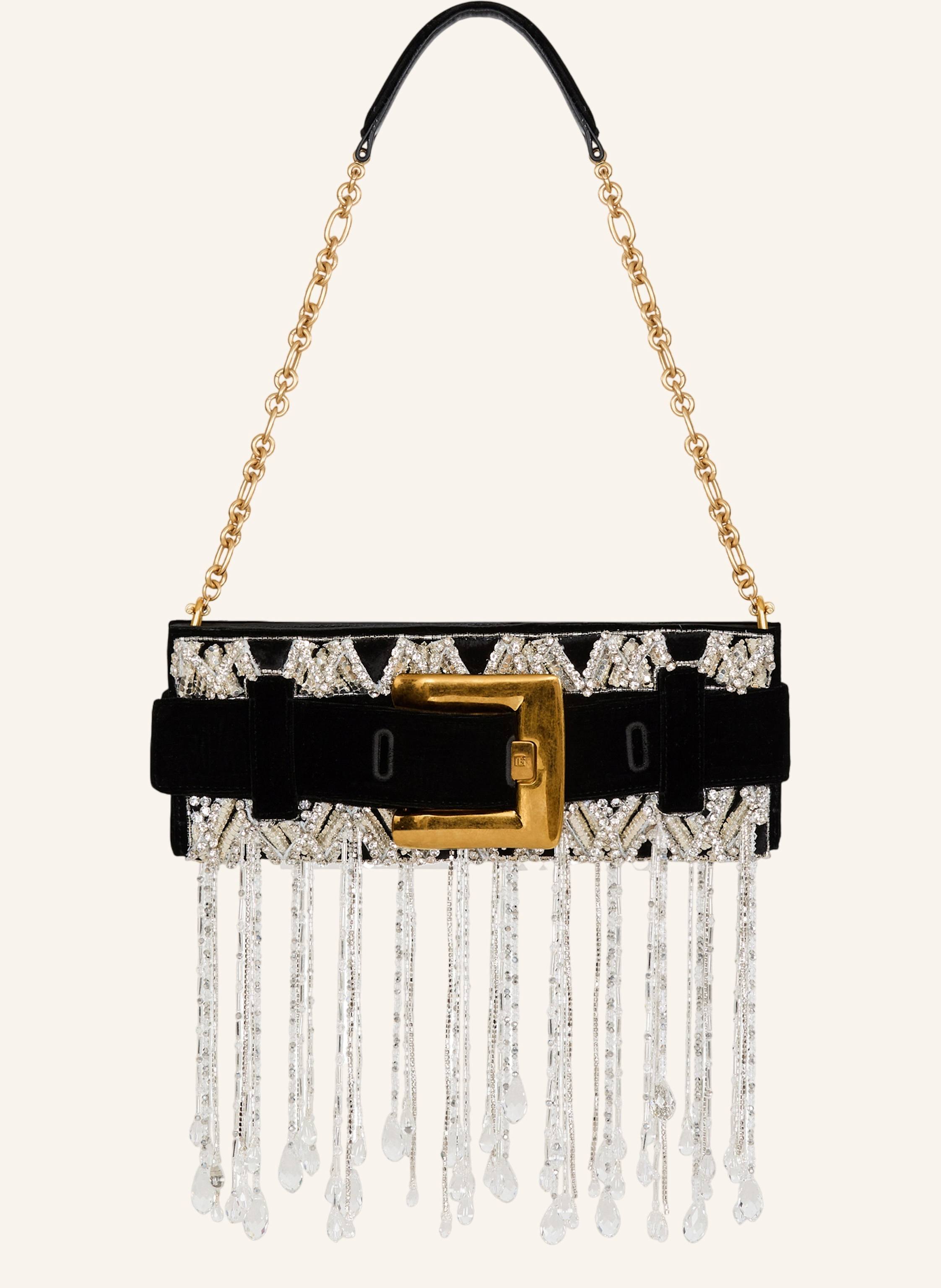 BALMAIN Anthem Clutch aus besticktem Samt