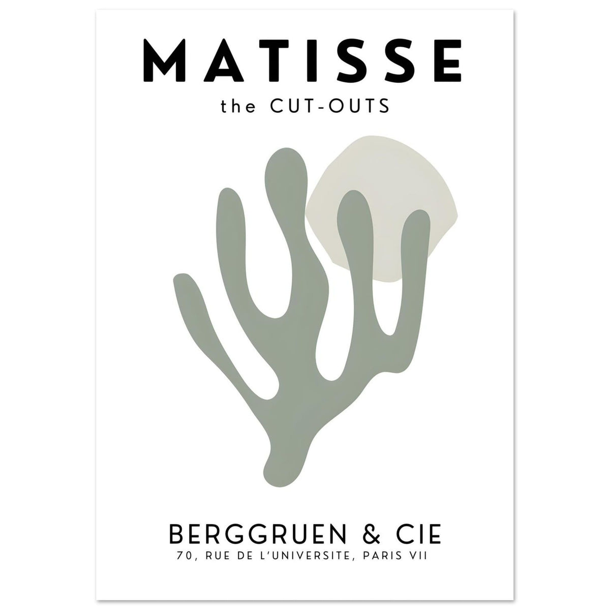 Artfulprints Poster Matisse – Bloom cuts  - A4 21x29.7 cm - Grijs