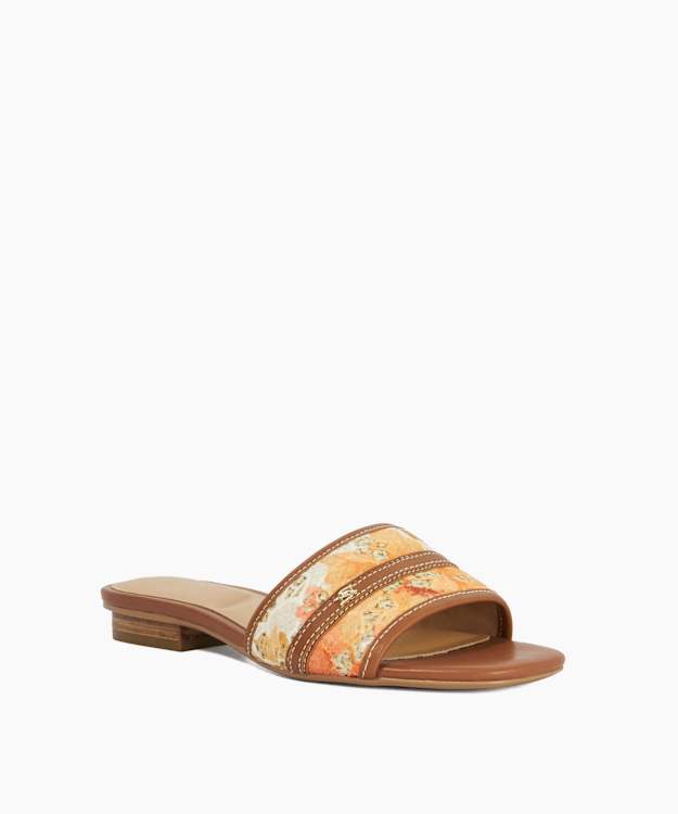 Leti Orange - Open Toe Block Heel Sandals