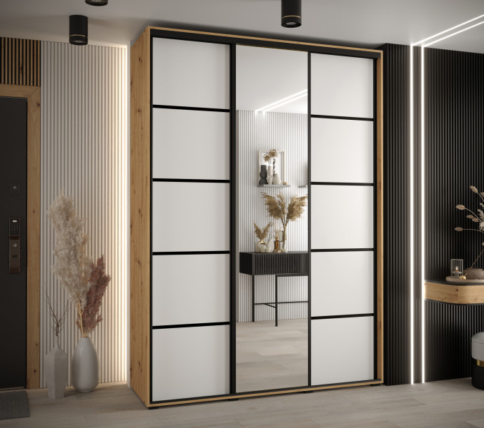 Szafa przesuwna 45 wysoka Davos 5 170 artisan biały czarny