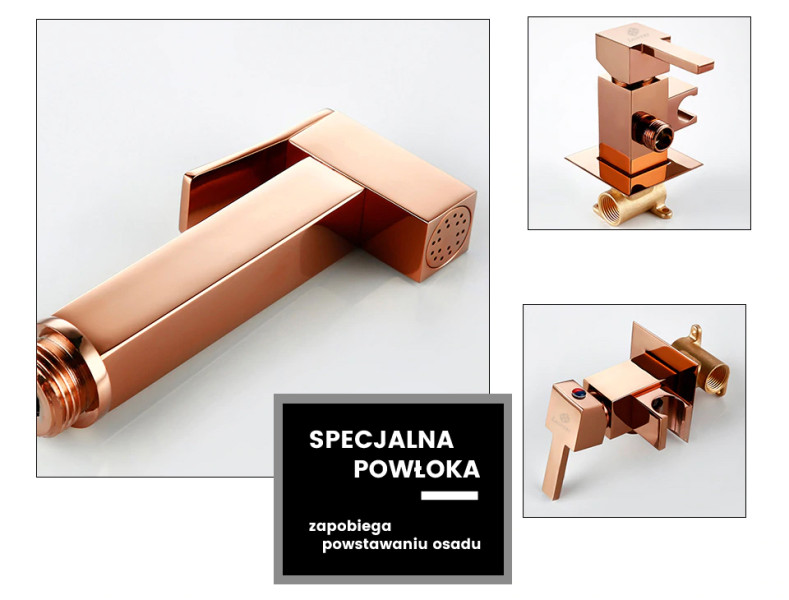Bateria bidetowa retro RAMENA różowe złoto