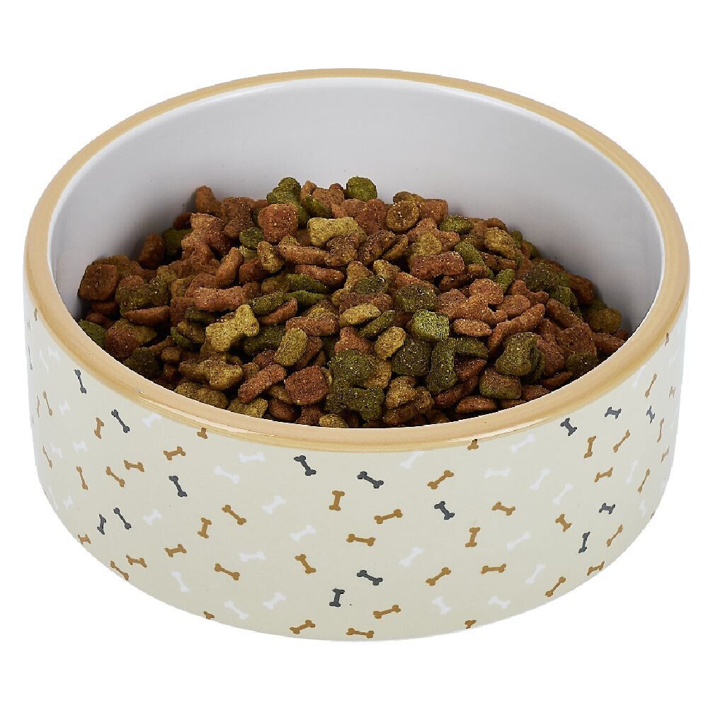 Gamelle ronde pour chien 850ml céramique motif os Ø16xH6cm