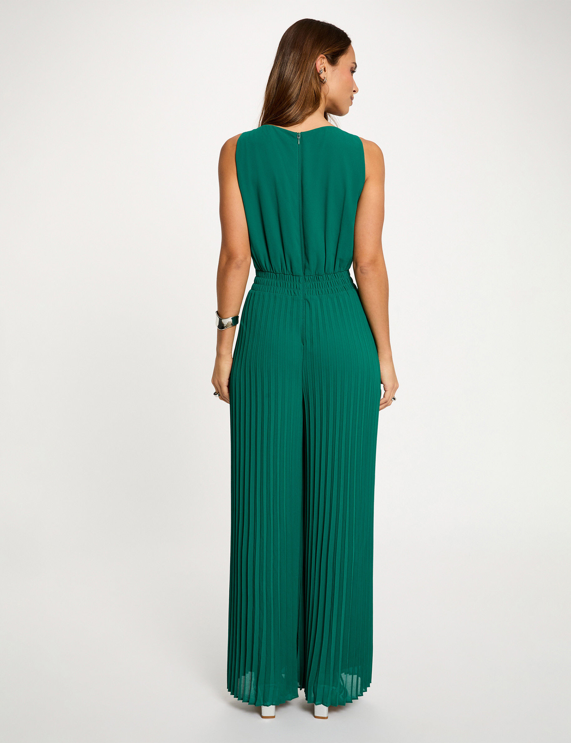 Pleated-Leg Jumpsuit Green Women