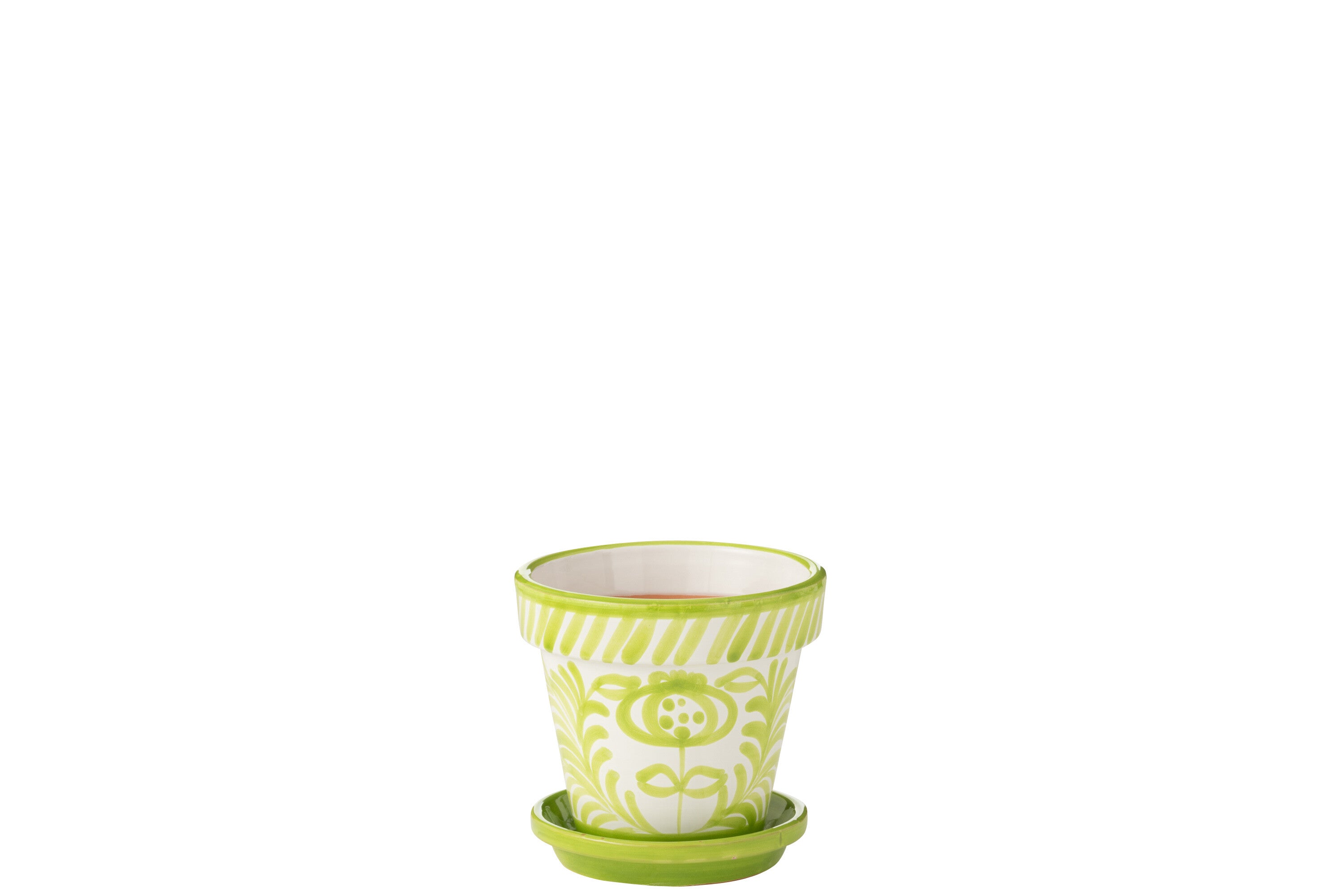 J-Line bloempot Granada Handmade   Painted - keramiek - groen - small - Ø 21 cm