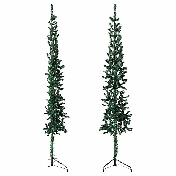 Demi sapin de Noël artificiel mince avec support Vert 150 cm vidaXL