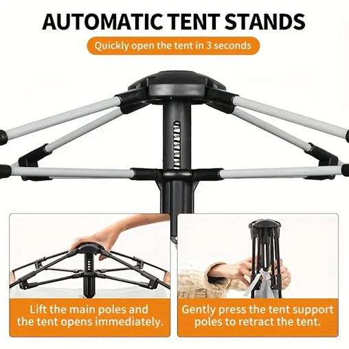 NNETM Hexagonal Fiberglass Pole Camping Tent - Silvery Glue Beige, 4-Person Capacity