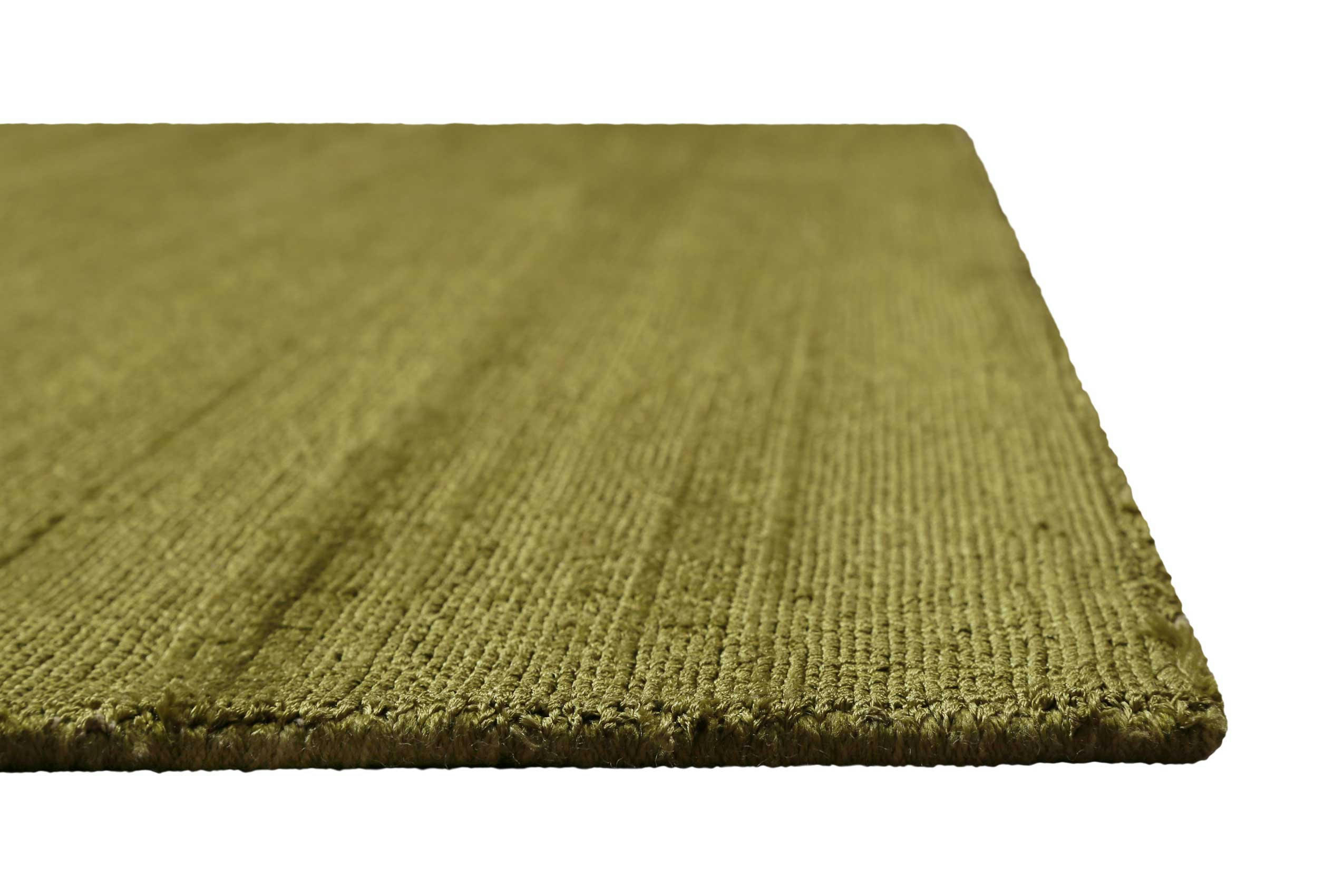 MIRAMONTI - Tapis de couloir à poil ras effet soie vert jaunâtre 80x400