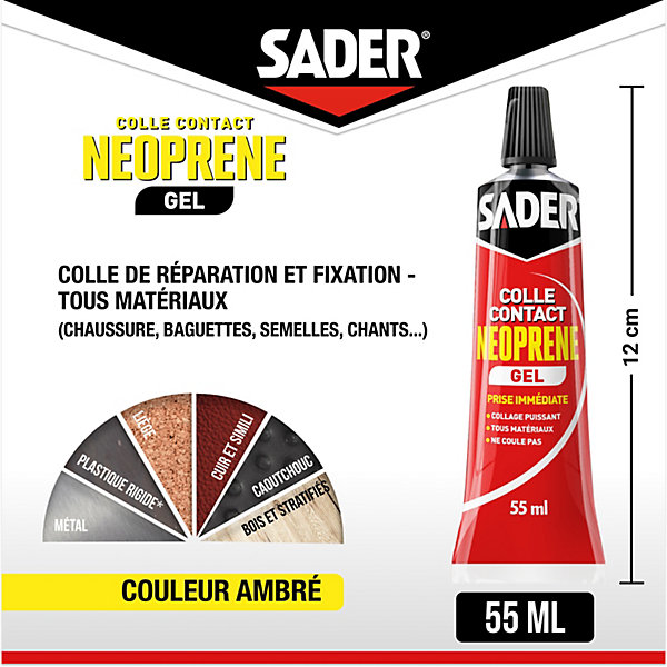 Colle contact néoprène Sader gel 55 ml
