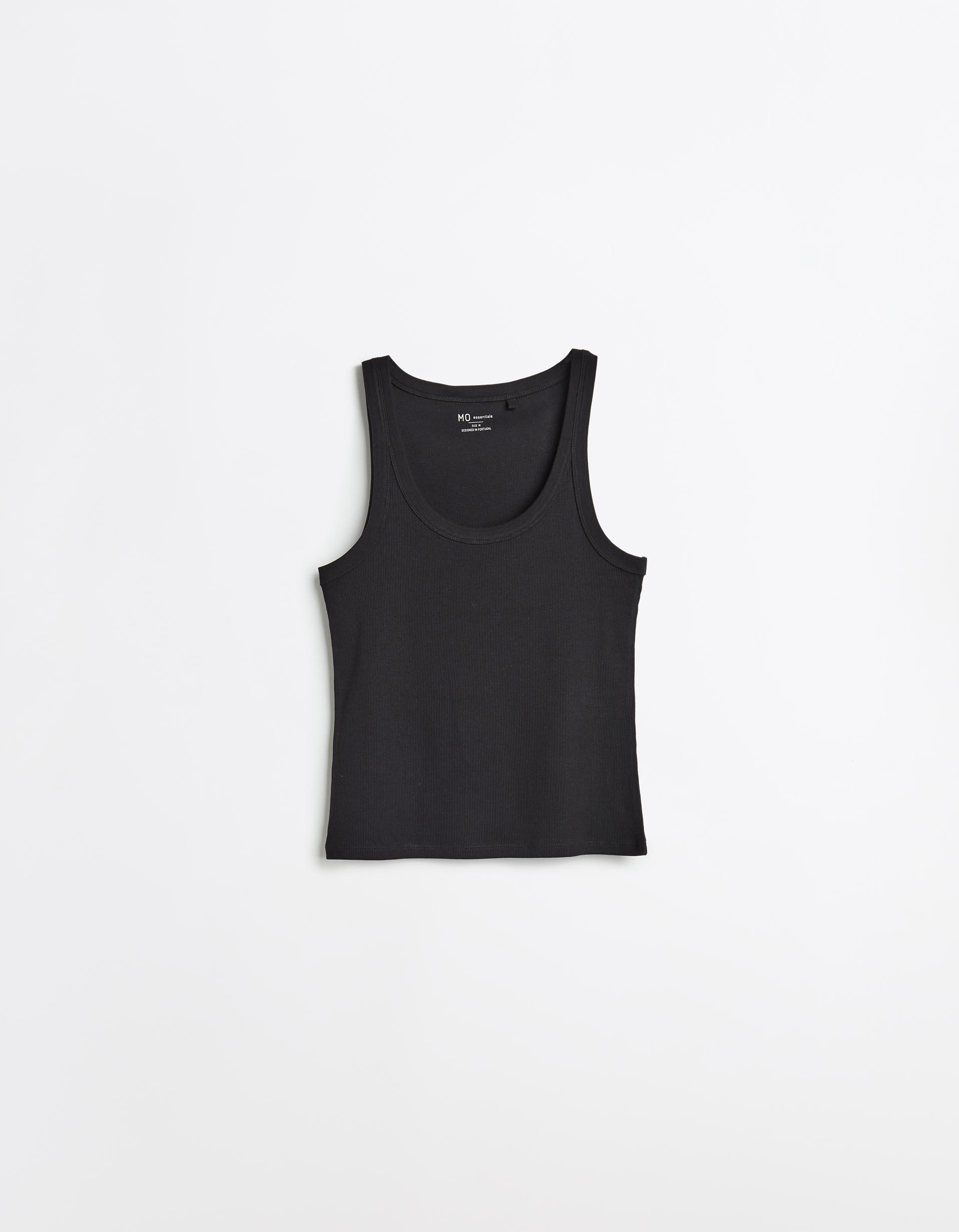 Tank Top Canelado, Mulher, Preto