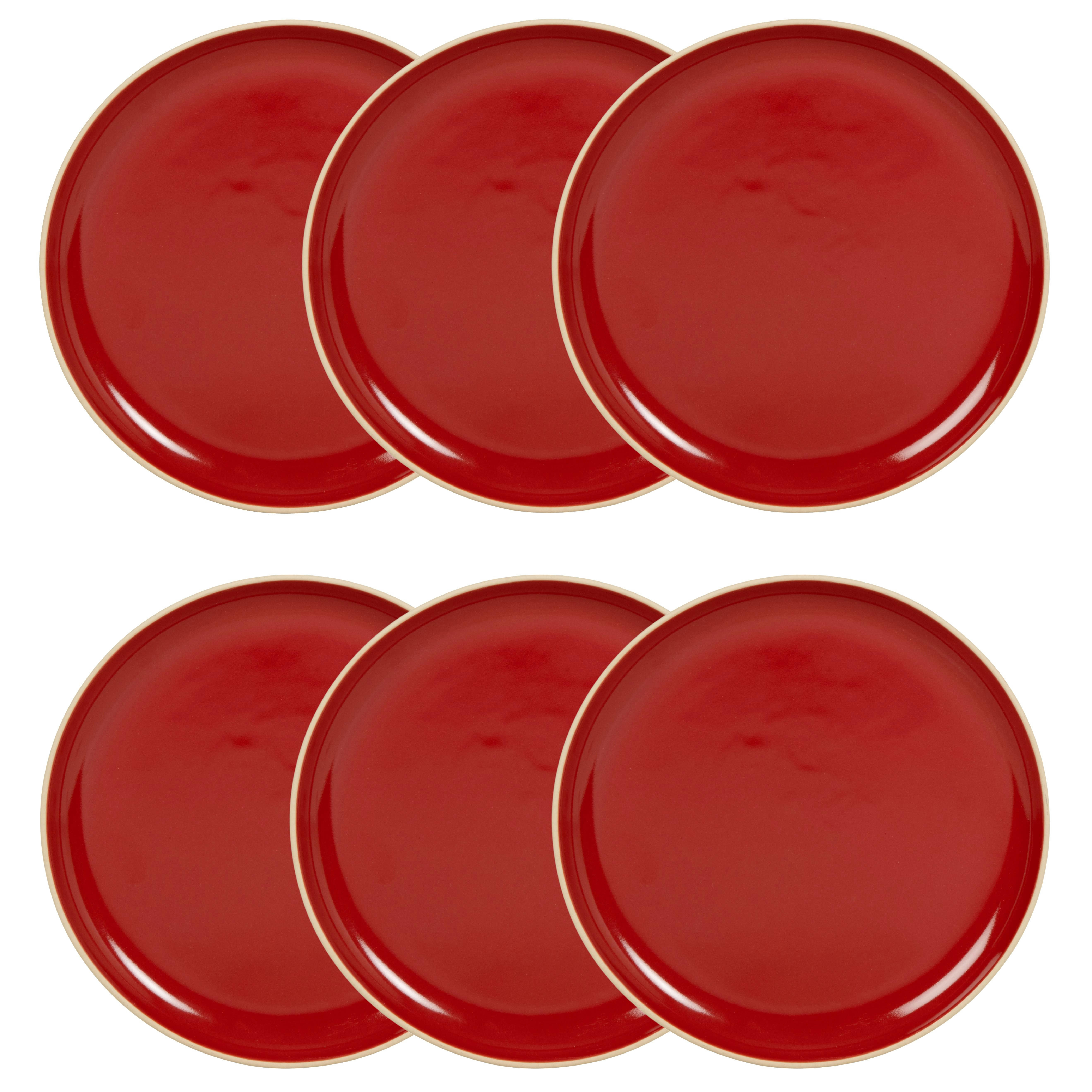 LUCIOLE - Assiette à dessert en grès rouge et blanc