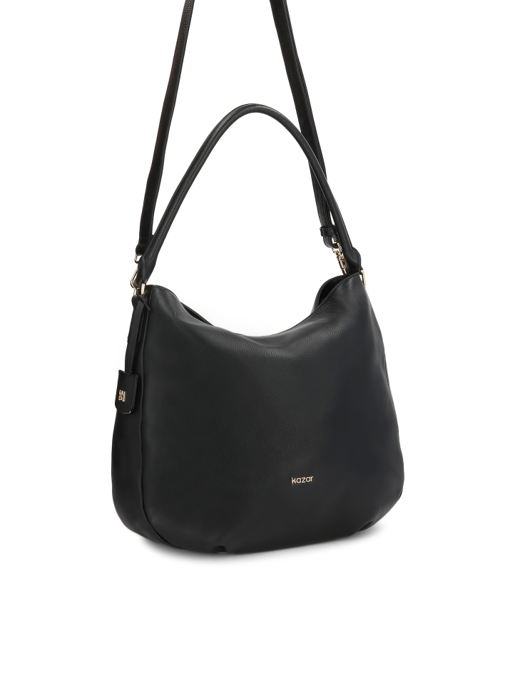 Black leather hobo bag