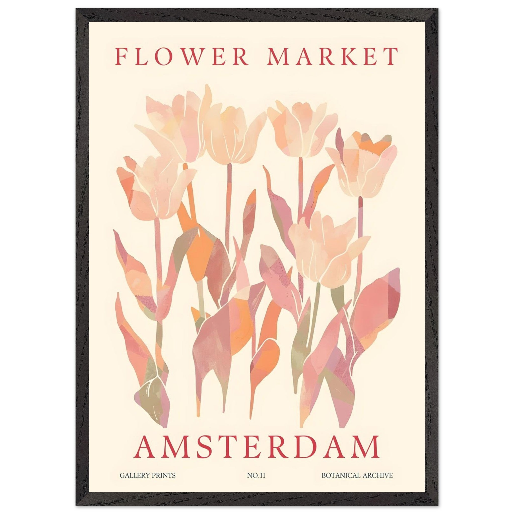 Artfulprints Poster met Lijst Flower market - Amsterdam I  - 50x70 cm - Roze
