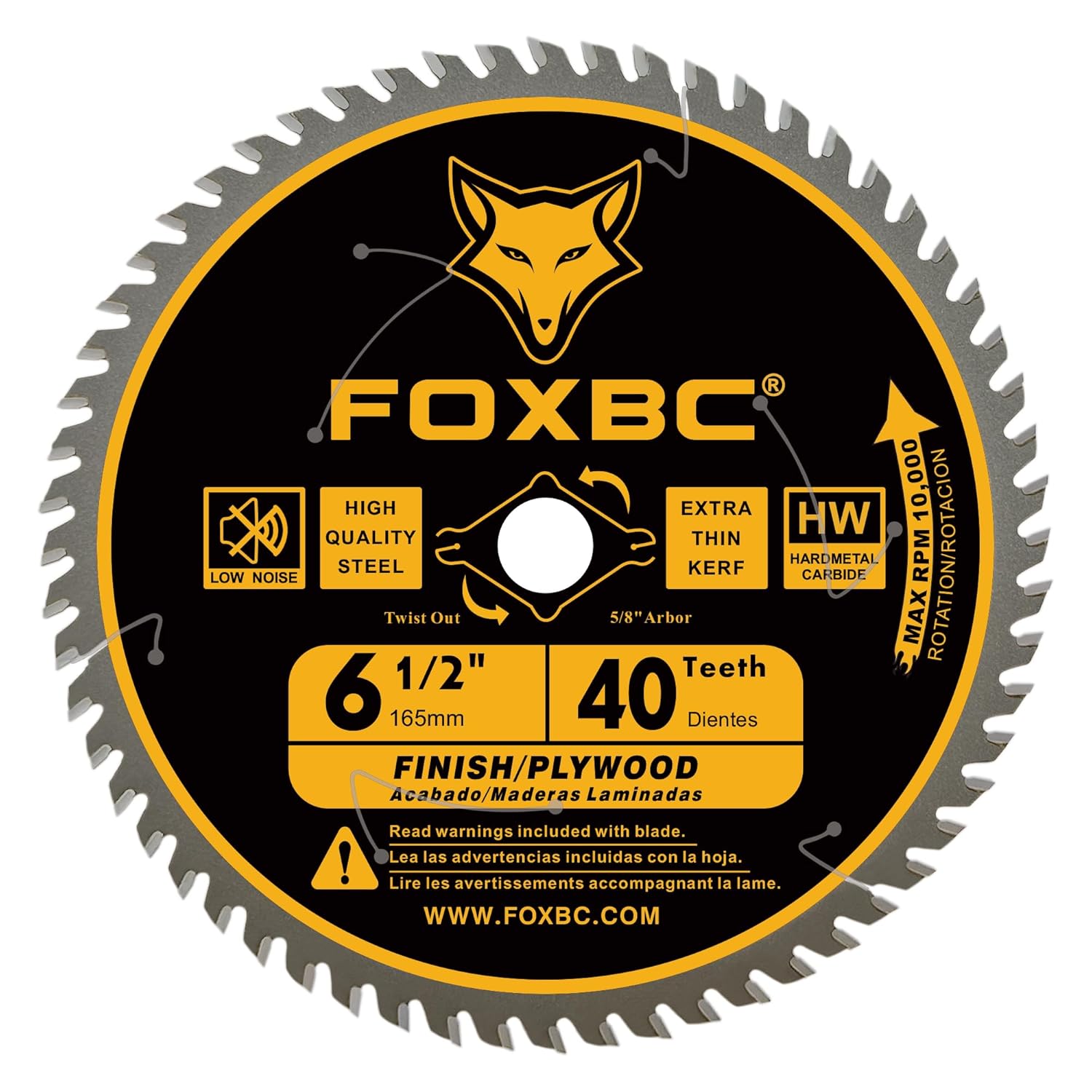 FOXBC 6-1/2 inch Circular Saw Blade 40T 60T Combo Pack, Ultra Fine Finish for Wood Cutting, Thin-Kerf with 5/8 Arbor