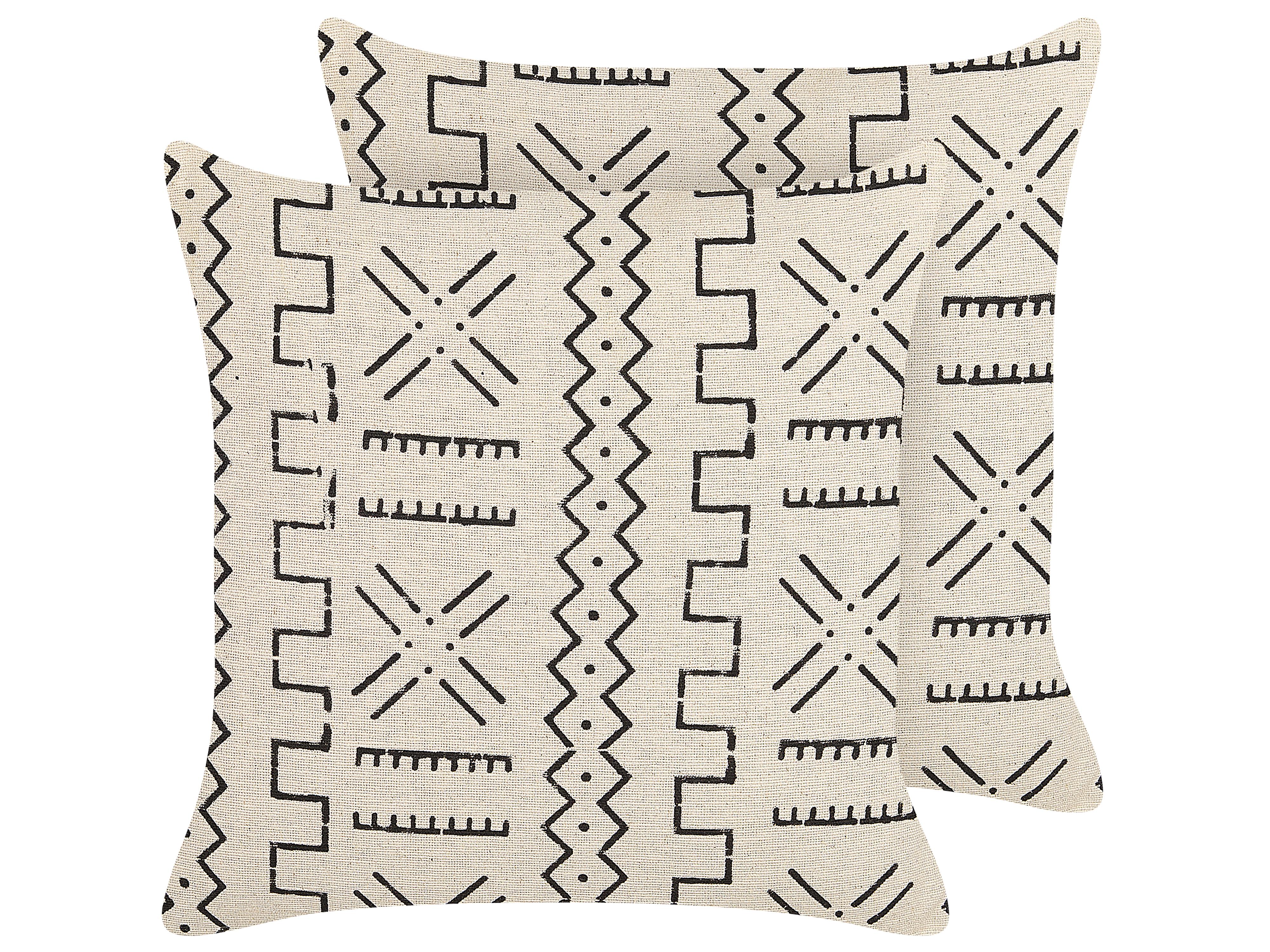 Throw Cushion MYRICA Cotton 45 x 45 cm White Geometric Pattern