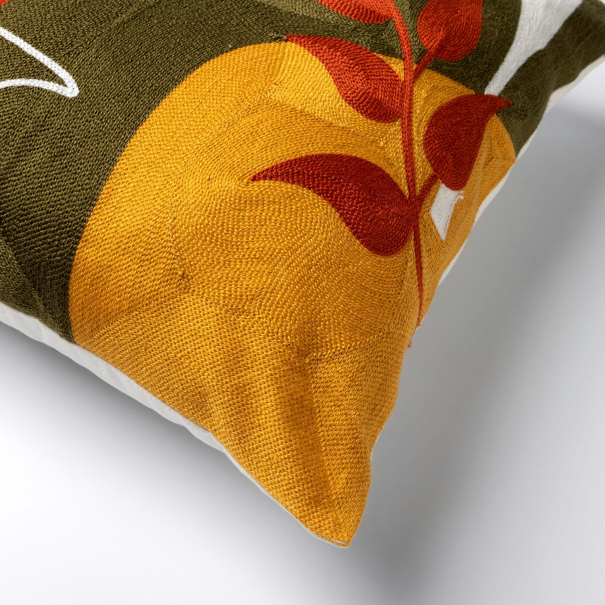Ivan - Coussin - vert en coton et acrylique 45x45 cm avec motif fleuri
