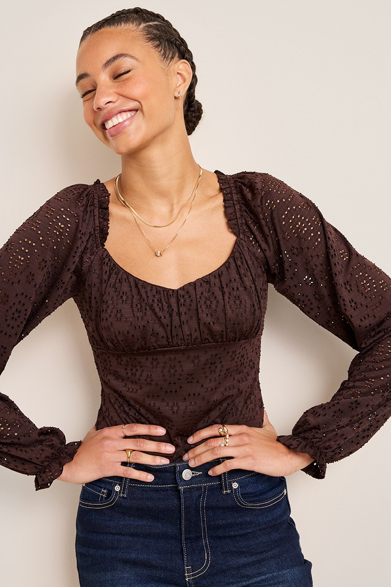 Alissa Tie Back Eyelet Bodysuit