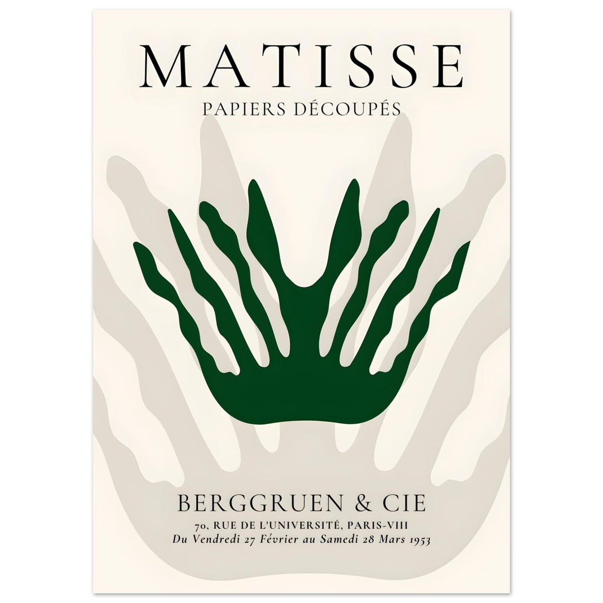 Artfulprints Poster Matisse – Sea crown  - 50x70 cm - Grijs