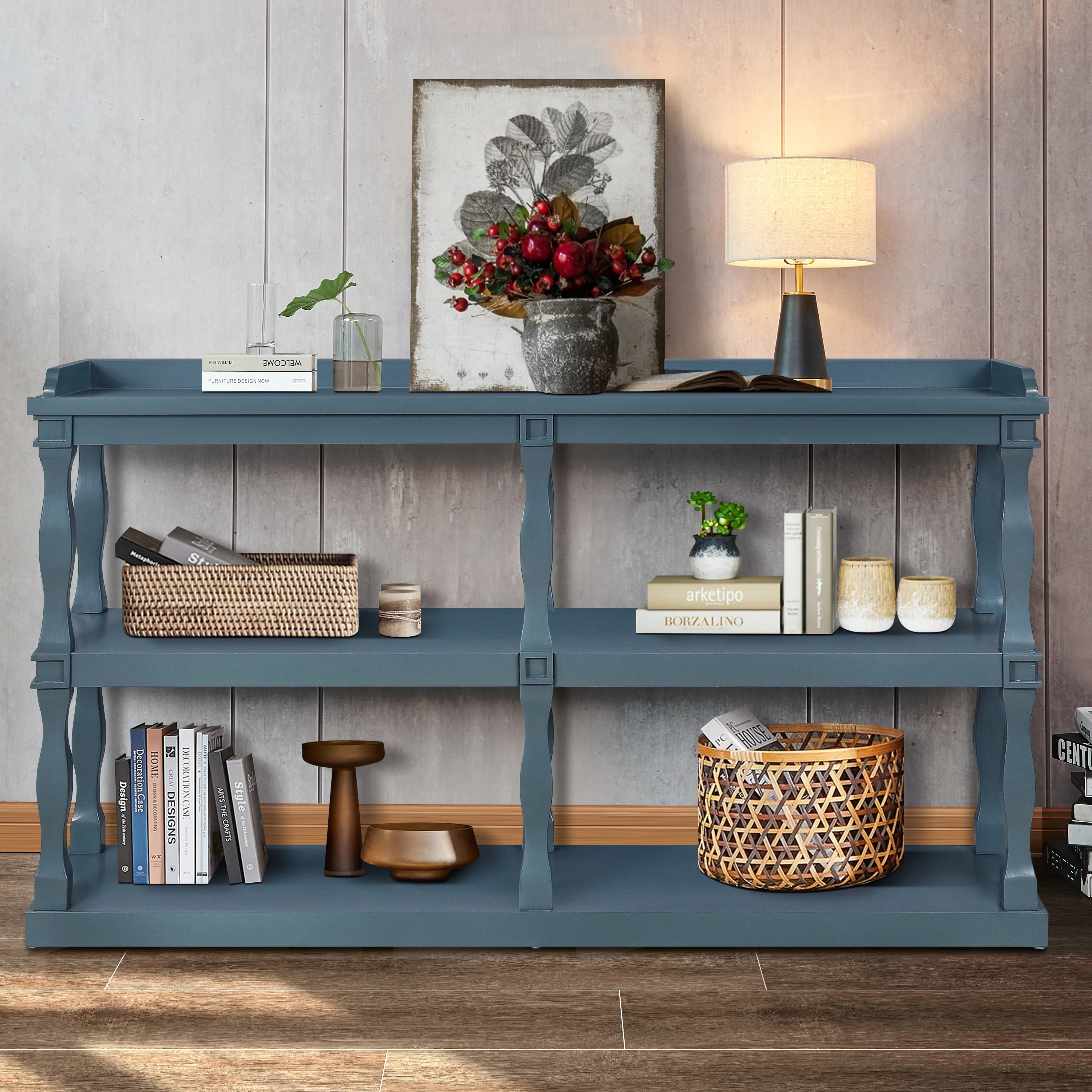 Console Table with 3-Tier Open Storage Spaces