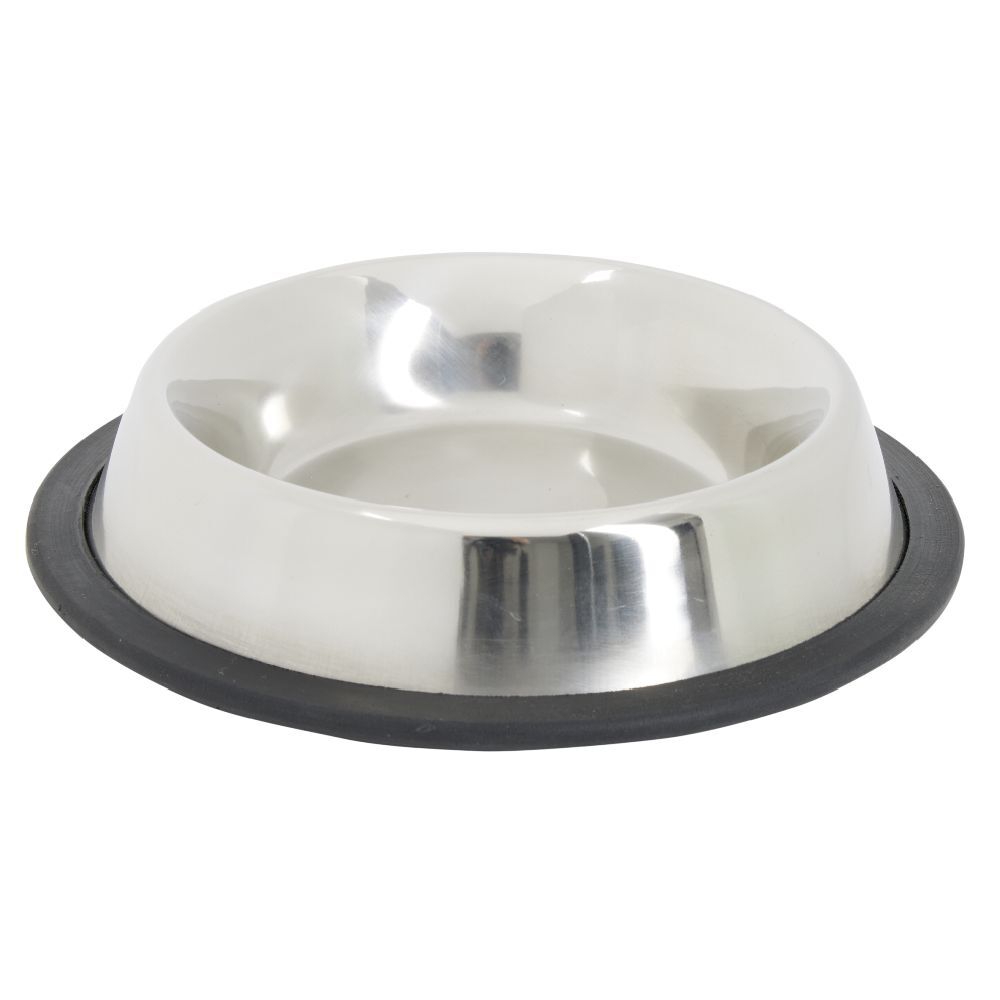 Gamelle ronde inox pour chien avec base antidérapante Ø15,6xH3,2cm