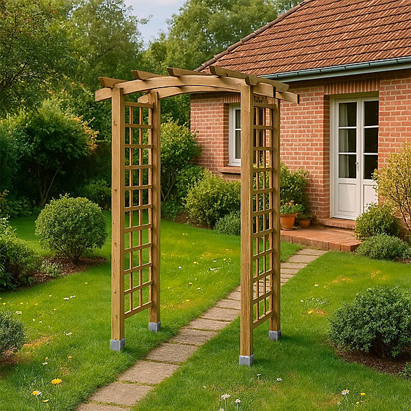 Arche de jardin Jasmin en arc   4 supports poteaux à enfoncer