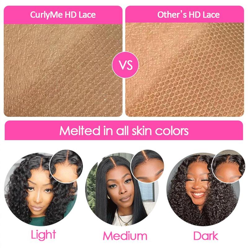 [Clearance Sale] CurlyMe Wear Go Glueless Bleached Knots Water Wave Pre-cut 7x5 HD Lace Hair Wigs Pre-plucked