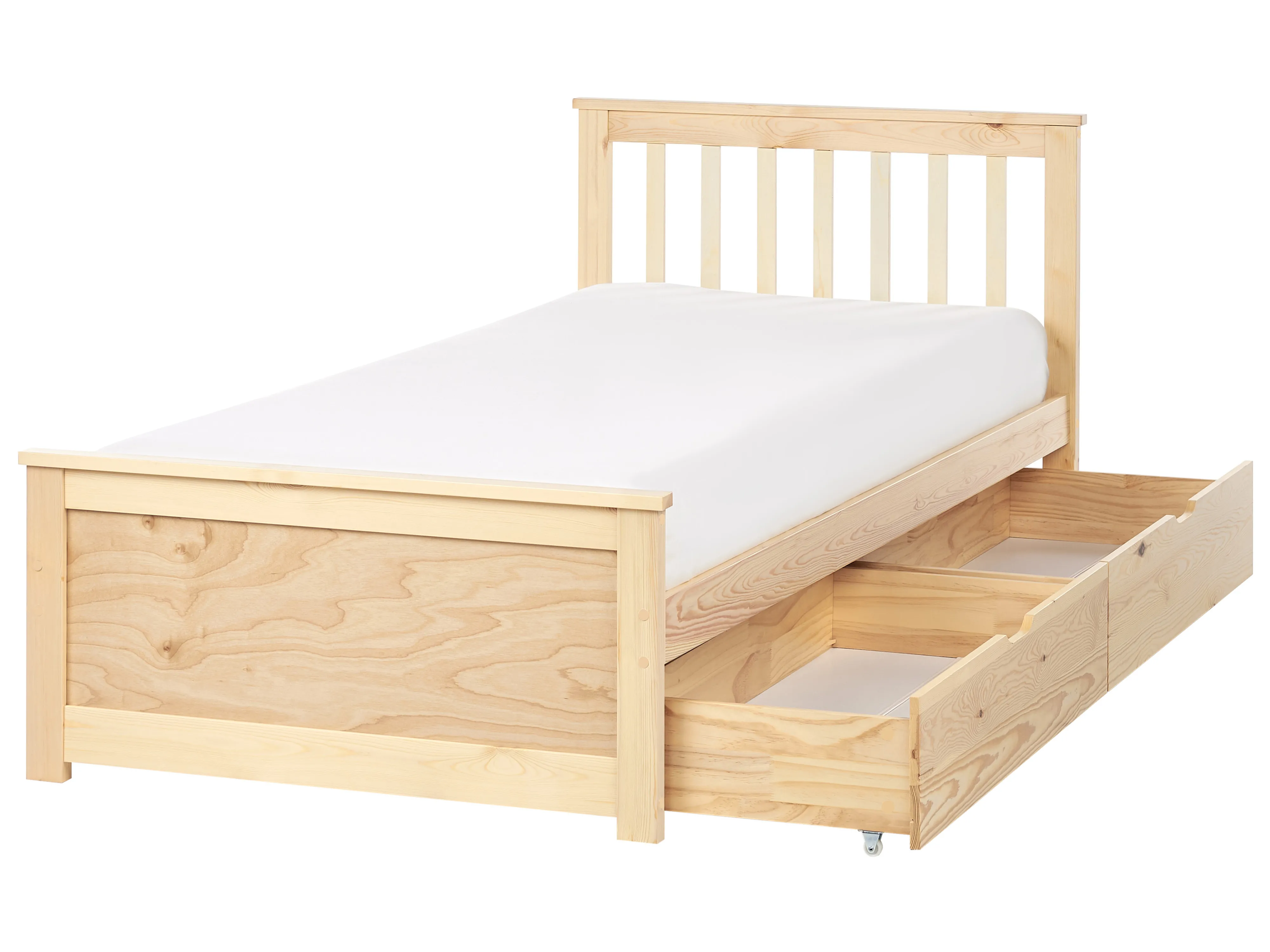 Bed with 2 Drawers Pine Wood OLENDON 90 x 200 cm (EU Single) Light Brown