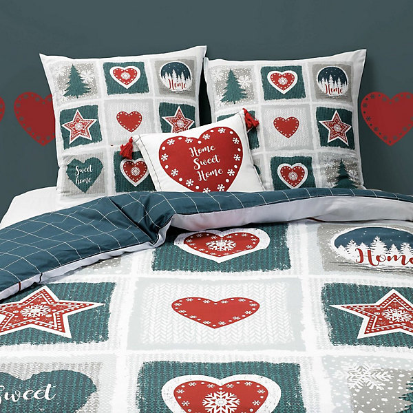 Housse de couette 260x240 Home Sweet Home   2 taies coton 57 fils