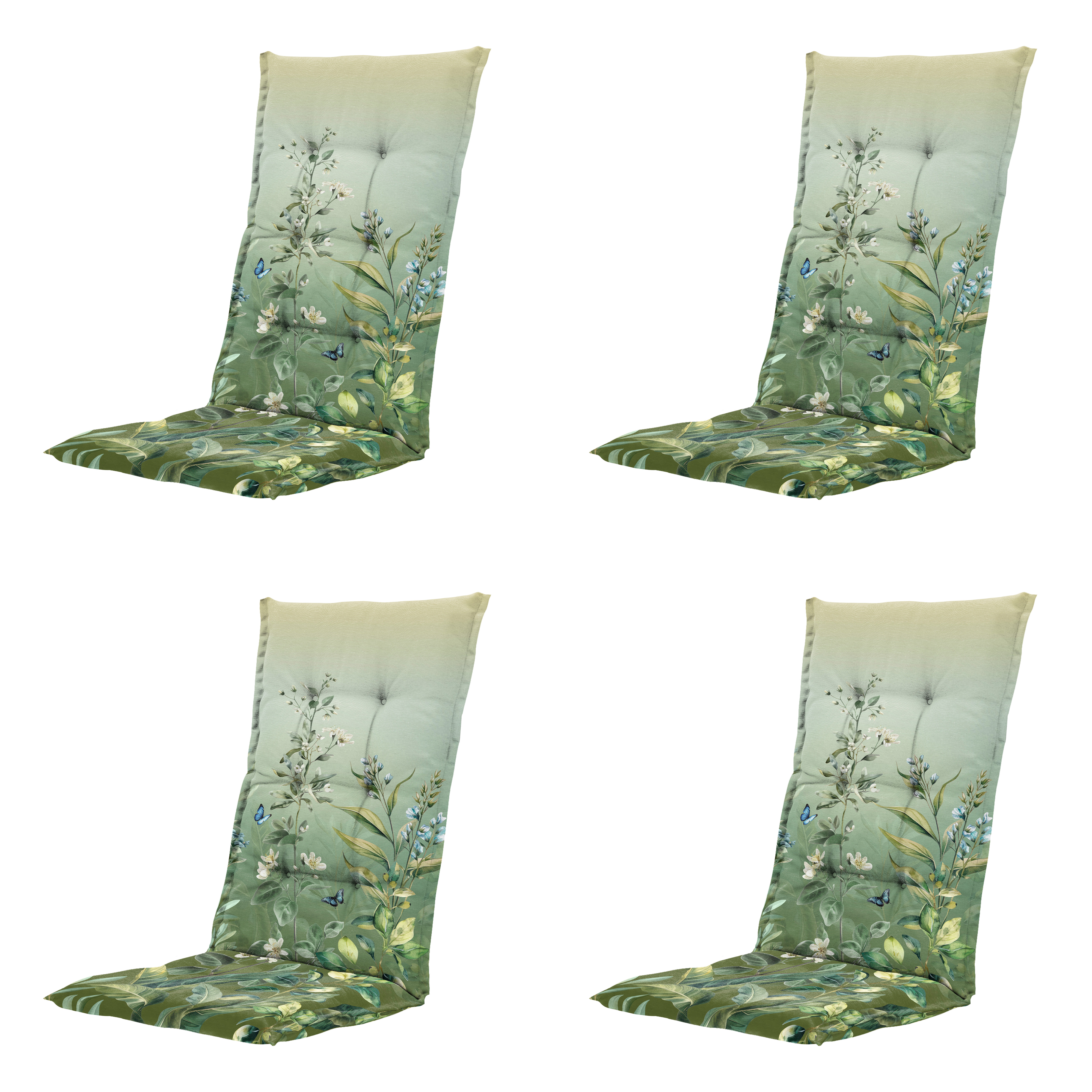 Madison tuinstoelkussen hoge rug Amelie - multikleur - 123x50x5cm - set van 4