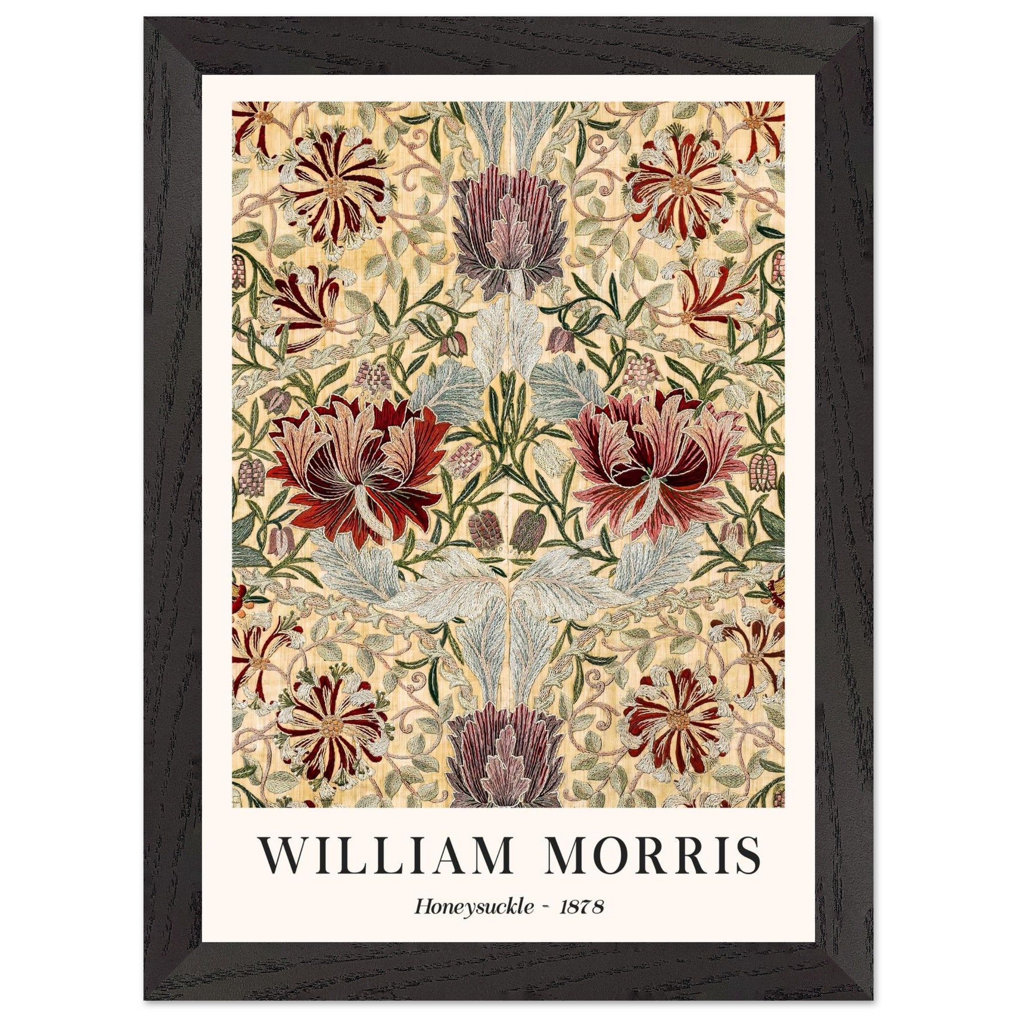 Artfulprints Poster met Lijst William Morris - Honeysuckle III 1886  - A4 21x29.7 cm - Meerkleurig