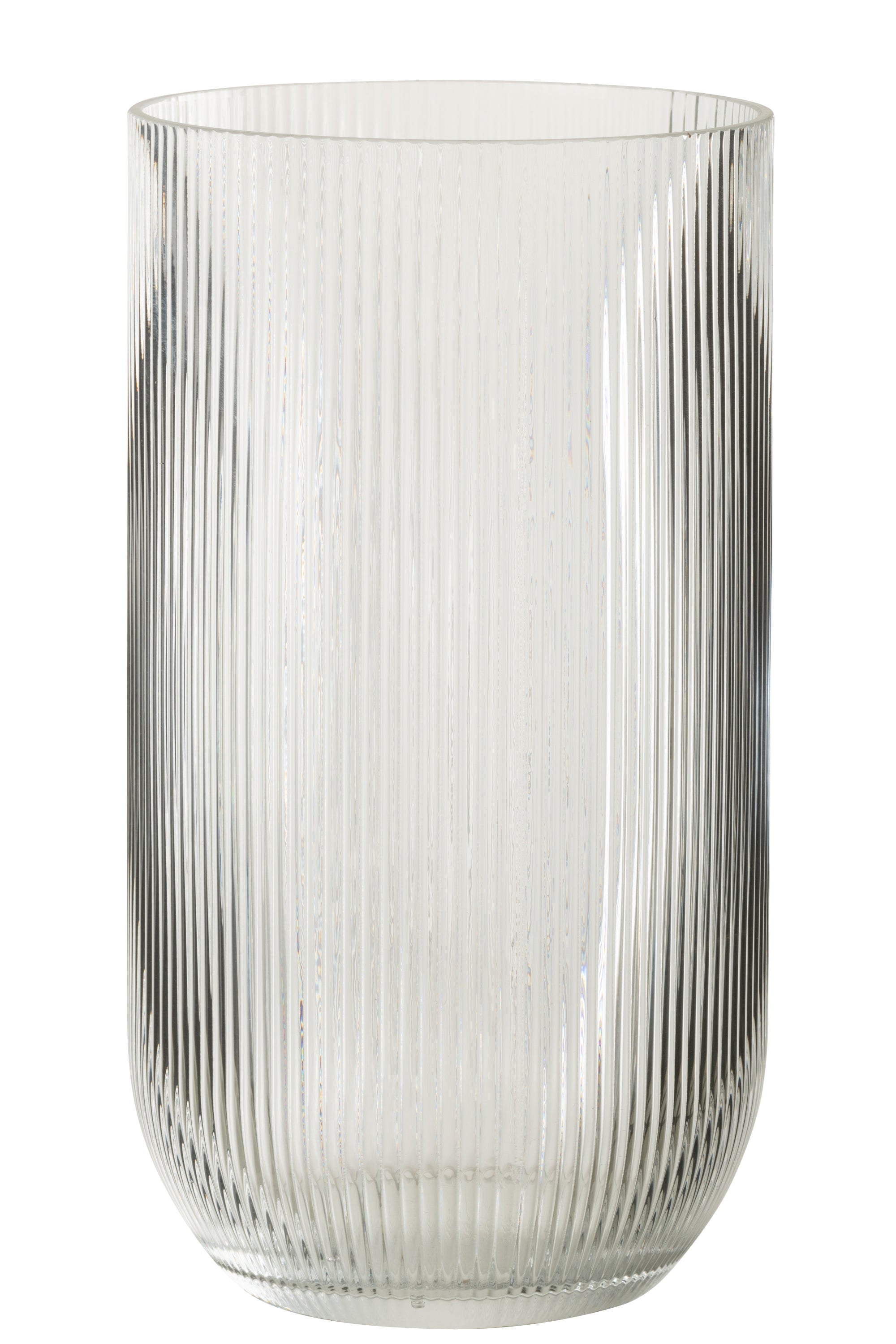 J-Line vaas Gestreept - glas - transparant - large