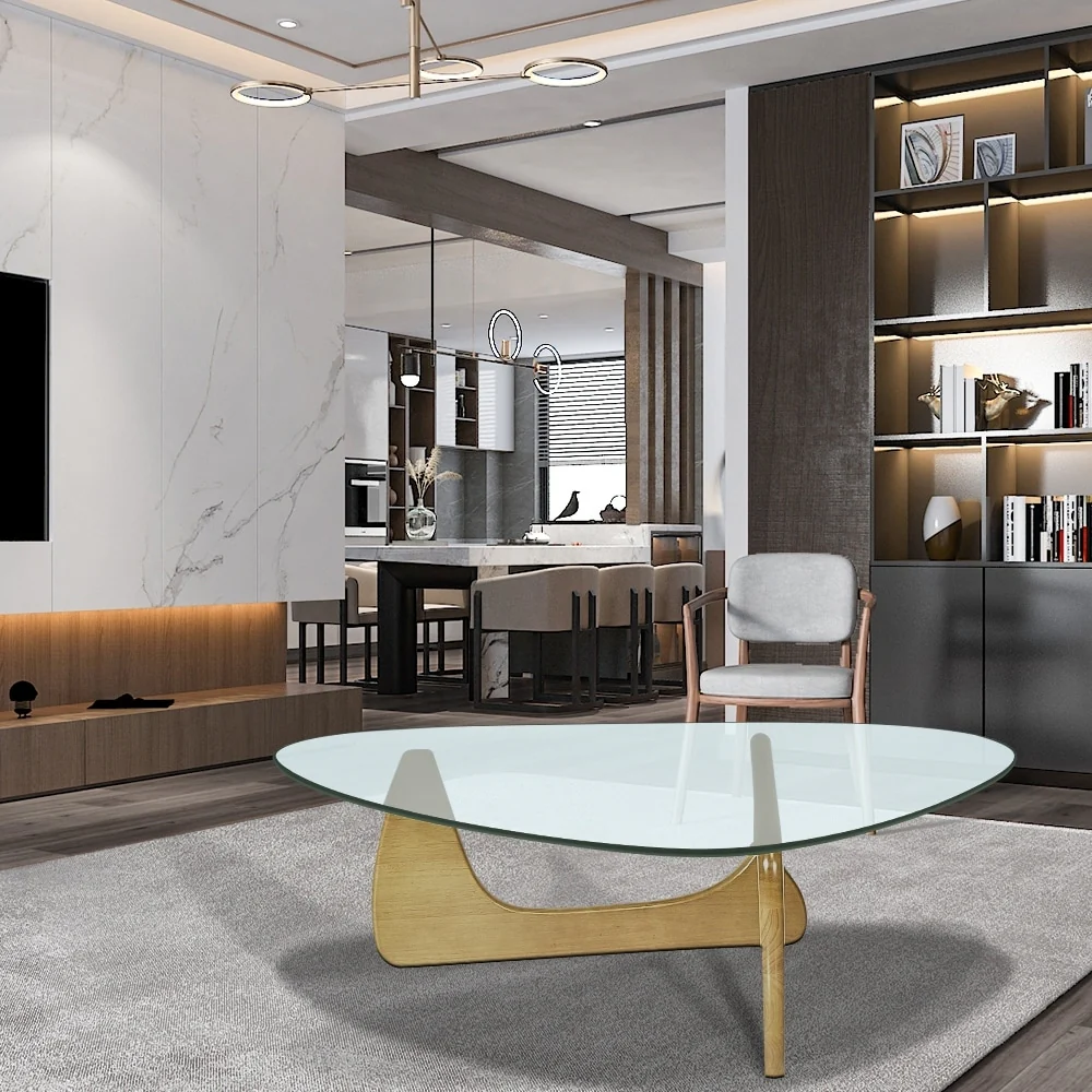 Modern Solid wood/Tempered glass coffee table