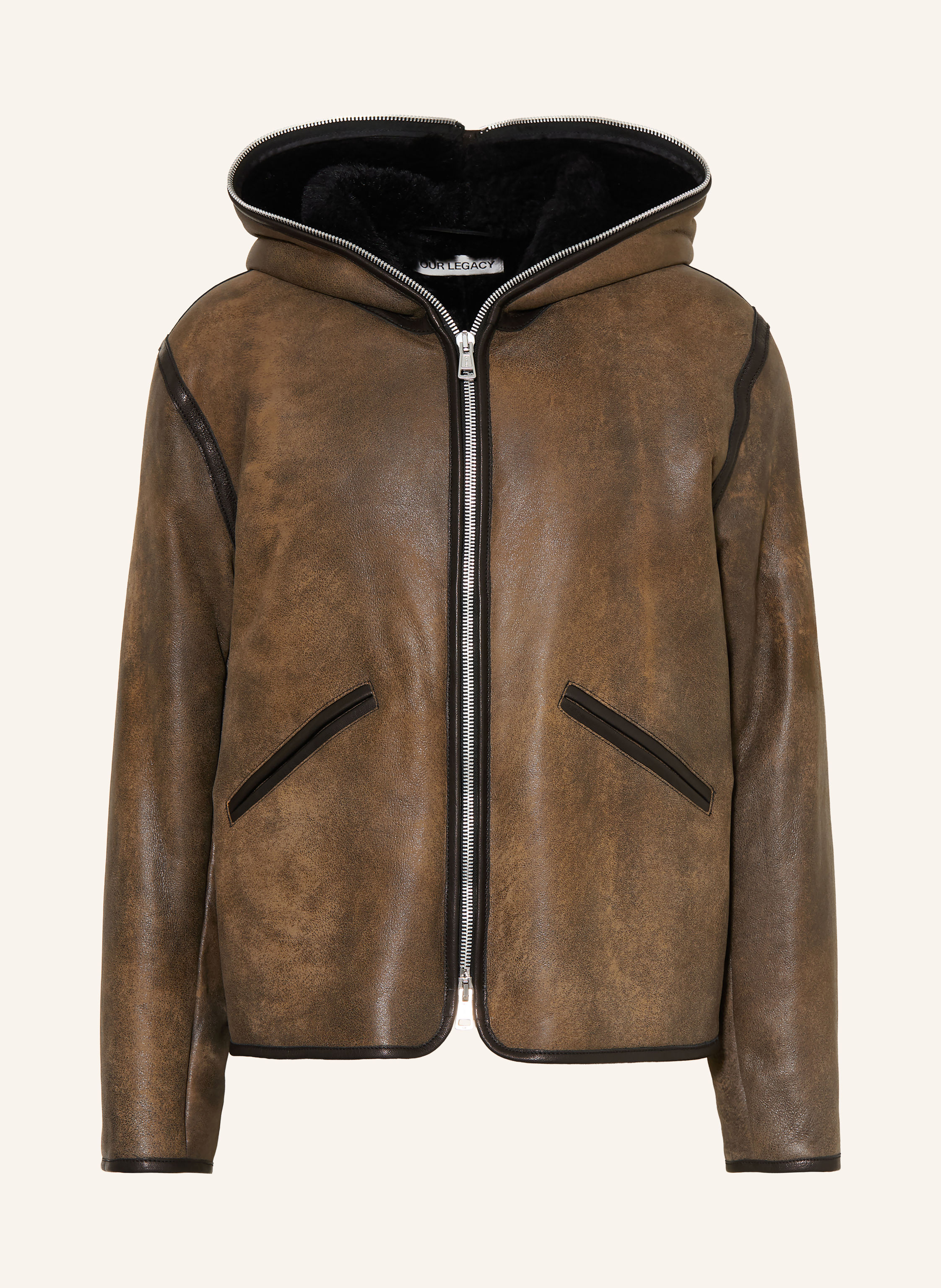 OUR LEGACY Lederjacke mit Kunstfell