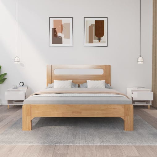 NNEVL Bedside Tables 2 pcs High Gloss White 50x46x50 cm Engineered Wood