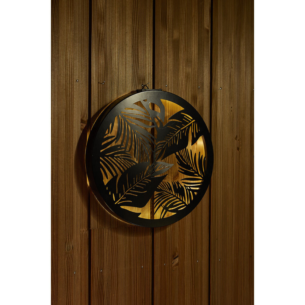 Panneau décoratif solaire 25LED rond en fer noir Ø40cm