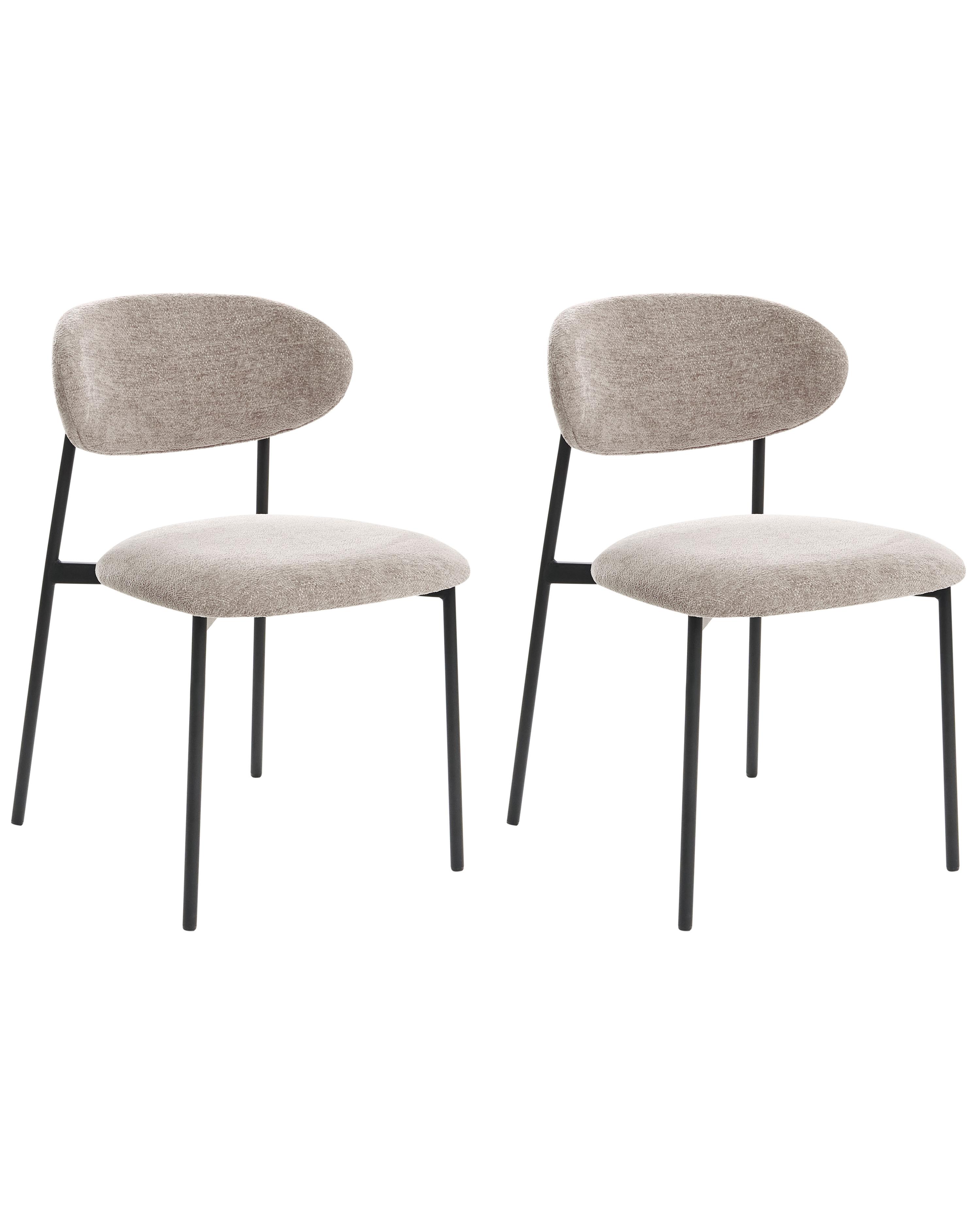 Set of 2 Dining Chairs COWLEY Chenille Taupe