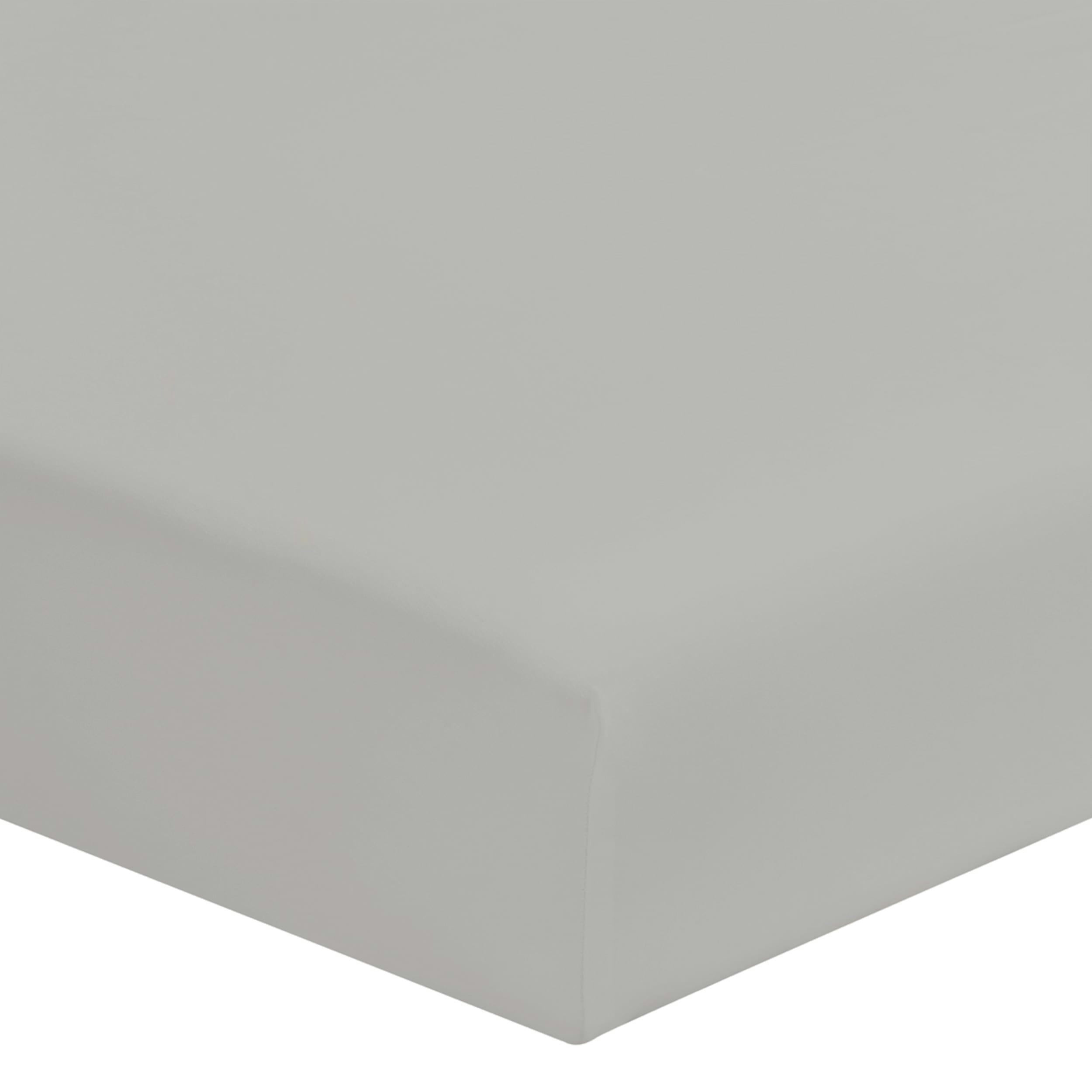 LES UNIS 57 FILS - Drap housse uni en coton Gris Mastic 140x190