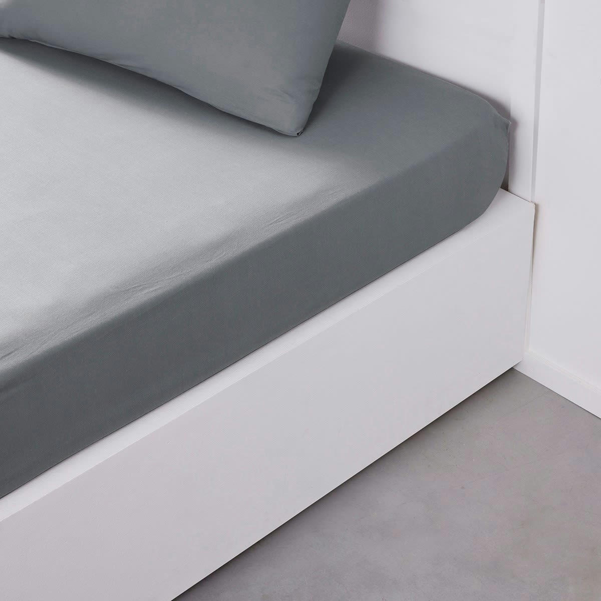 ESSENTIAL - Drap housse  en Coton Gris 160x200 cm