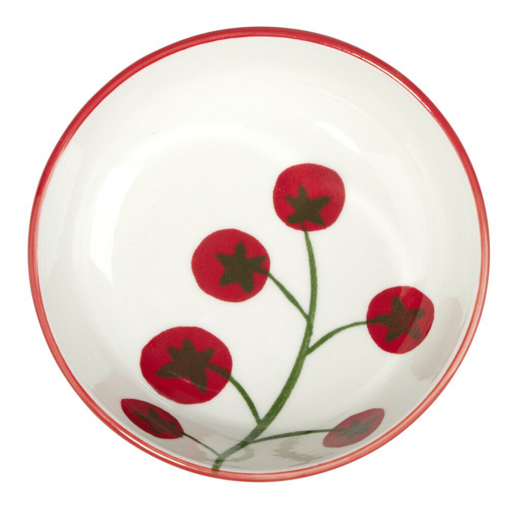 Bol porcelaine blanc motif grappe de tomate Ø12xH10cm