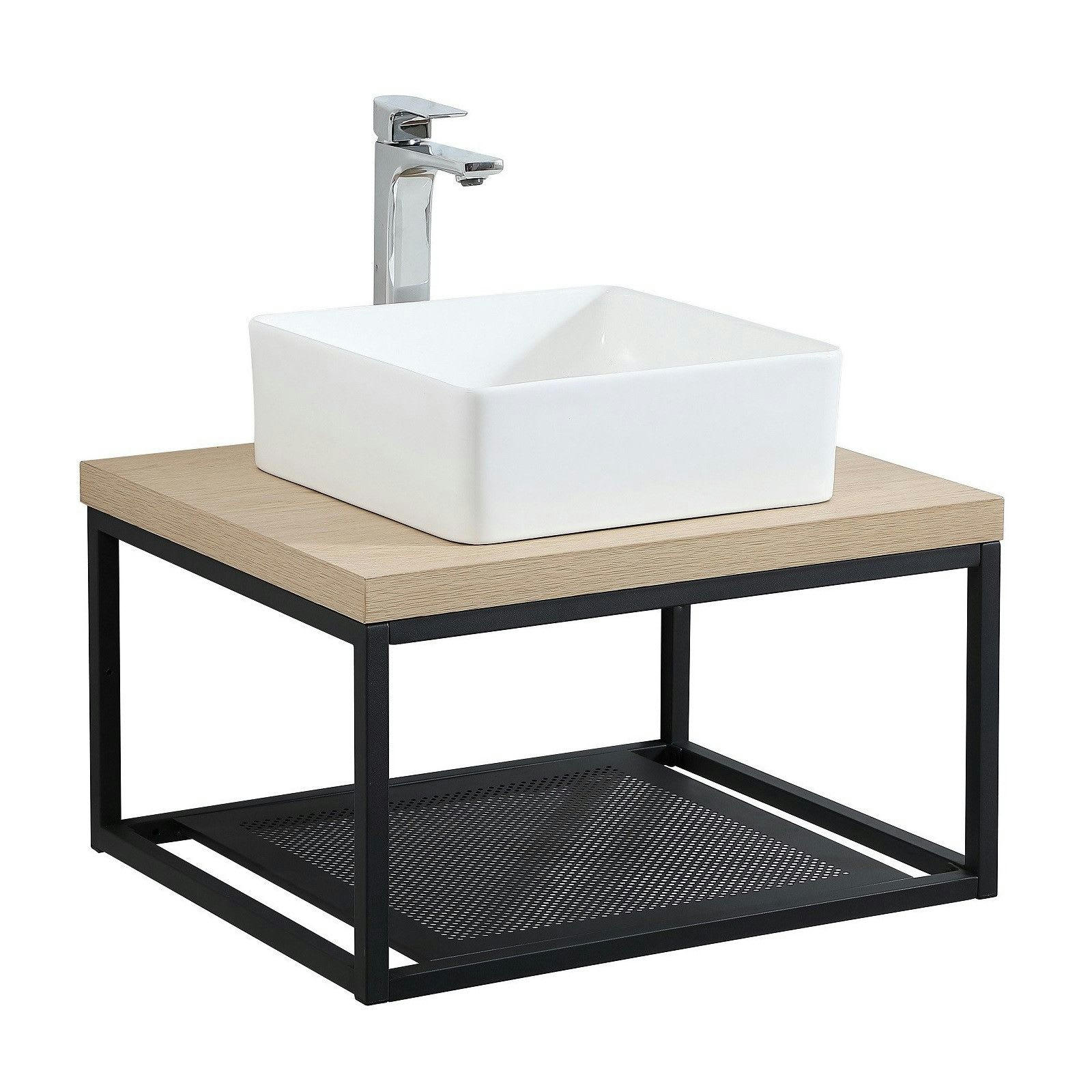 WILL - Plan de toilette suspendu  -Ep. 3,8cm L60cm + structure métal