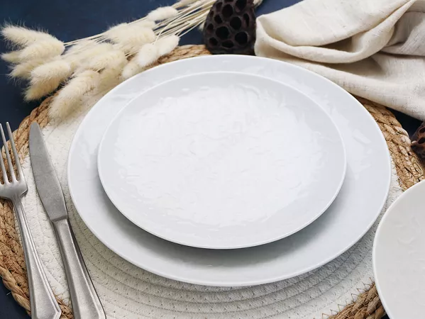 Komplet talerzy na 6 osób (18 el) Lubiana - Hanami Klasyczna Biel / Kamienna Szarość