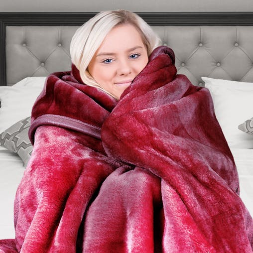 NNEDPE Laura Hill Faux Mink Blanket 800GSM Heavy Double-Sided - Red