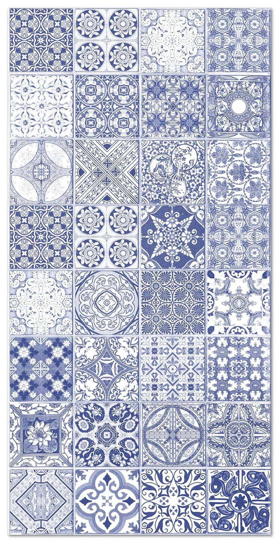 ALFOMBRAS AZULEJOS - Tapis vinyle carreaux ciments jaen bleu 100x140cm