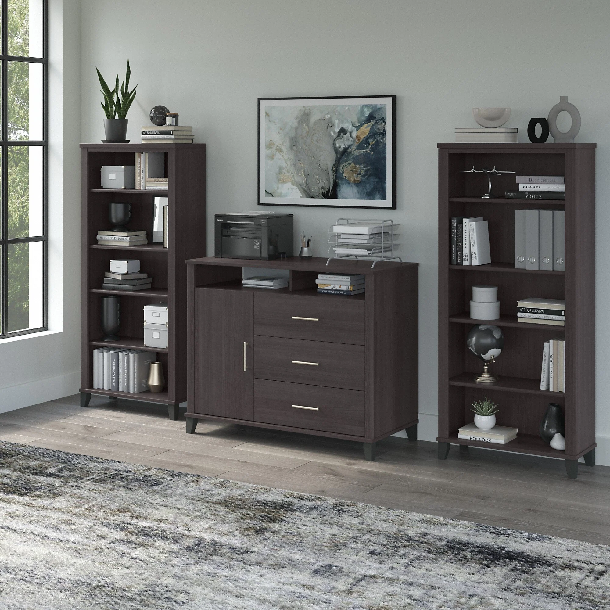 Somerset Office Storage Credenza with Bookcases by Bush Furniture