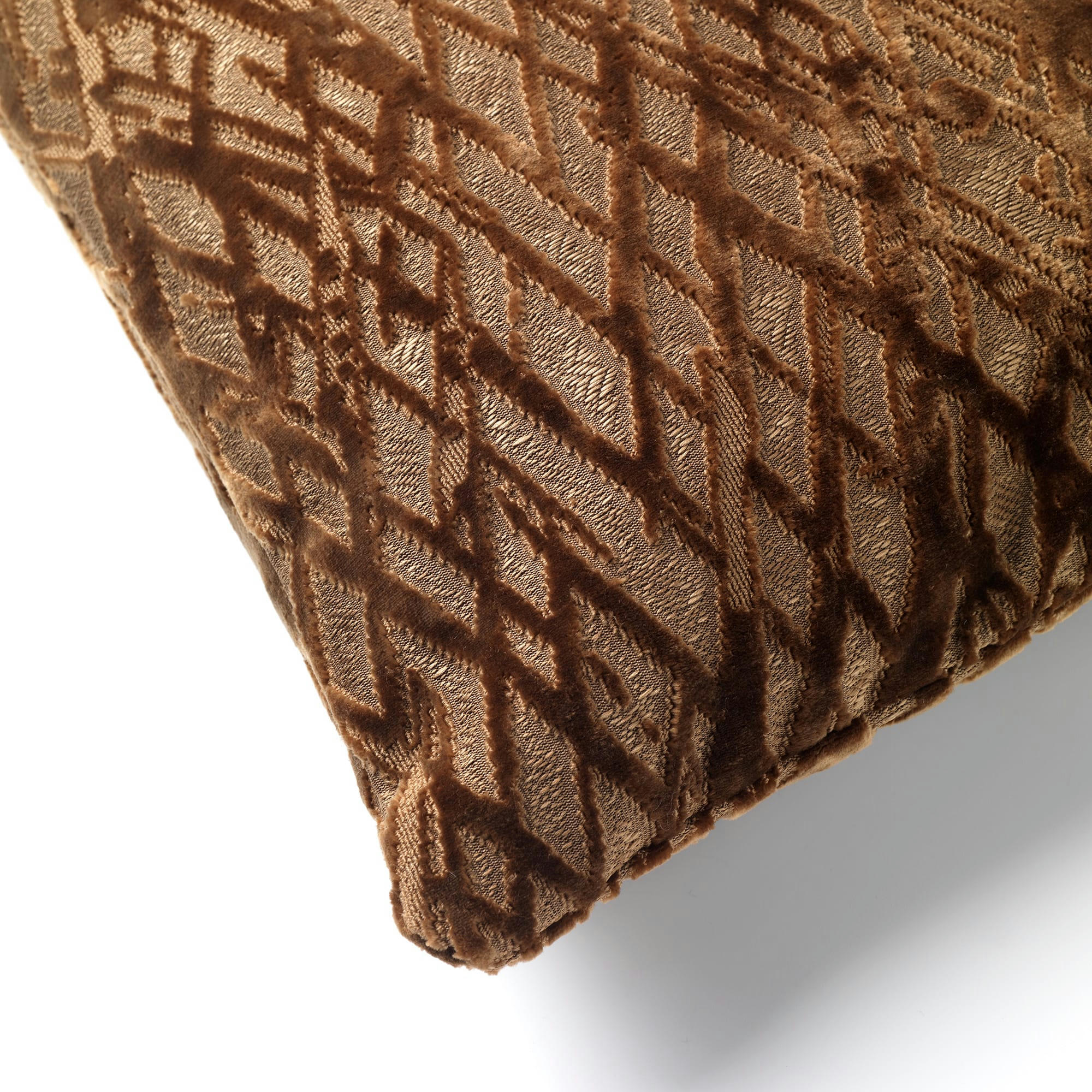 - Coussin marron en velours 30x50 cm avec motif